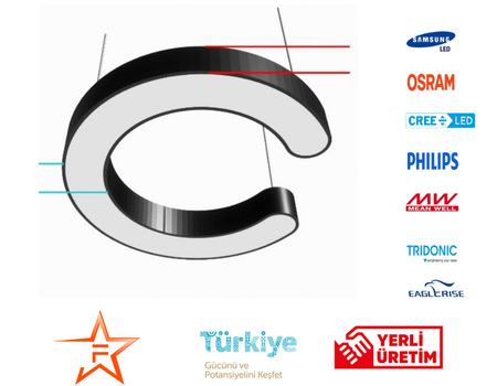DEKORATİF LED YARIM HALKA LİNEER AYDINLATMA